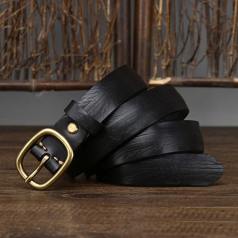 Ceinture Rétro en Cuir Peau de Vache pour dame, Broche en Cuivre, pour tenue sport sur Jeans, ou robes