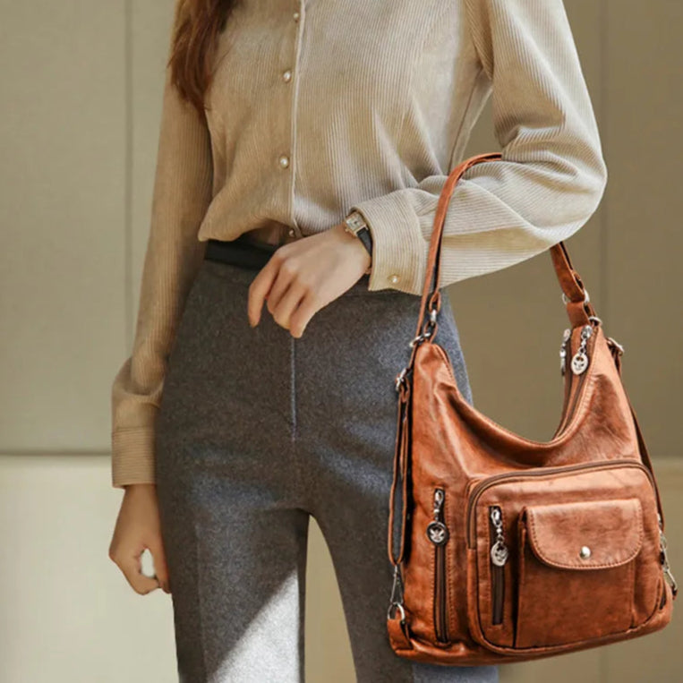 Sac à main en cuir peau de mouton, fourre-tout de voyage de grande capacité, à bandoulière, décontracté