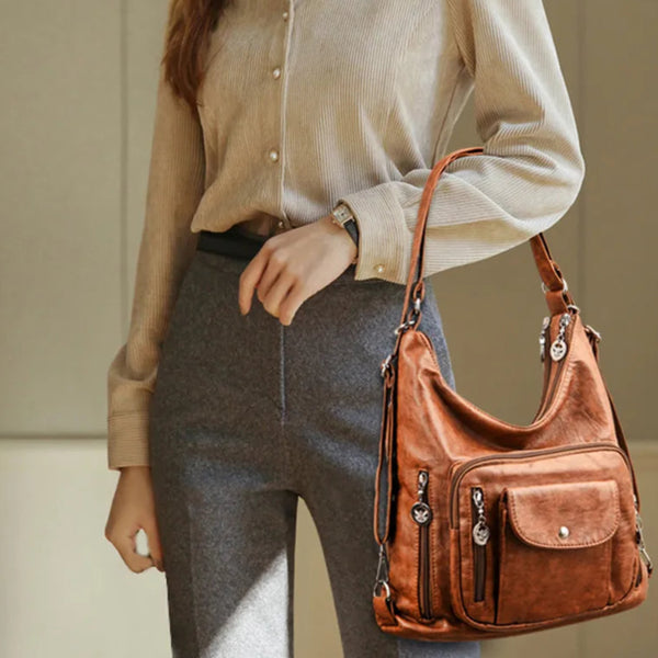 Sac à main en cuir peau de mouton, fourre-tout de voyage de grande capacité, à bandoulière, décontracté