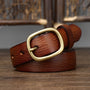 Ceinture Rétro en Cuir Peau de Vache pour dame, Broche en Cuivre, pour tenue sport sur Jeans, ou robes