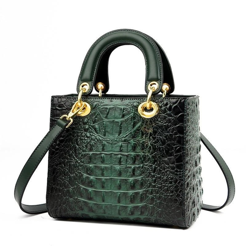 Sac à main de luxe, en cuir PU, type crocodile