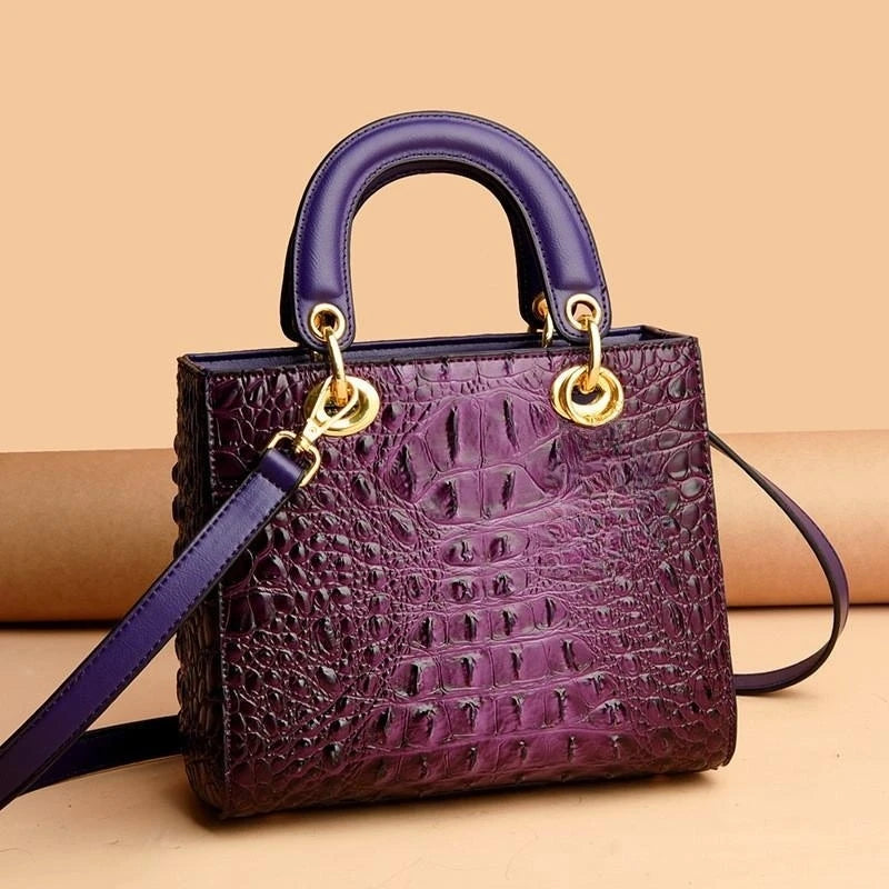 Sac à main de luxe, en cuir PU, type crocodile