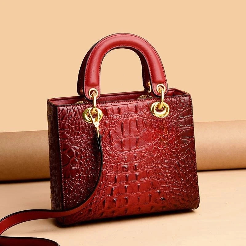 Sac à main de luxe, en cuir PU, type crocodile
