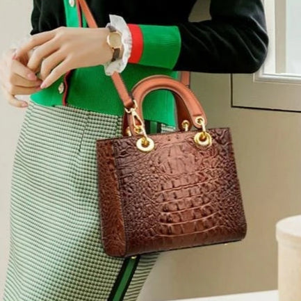Sac à main de luxe, en cuir PU, type crocodile