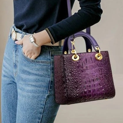 Sac à main de luxe, en cuir PU, type crocodile