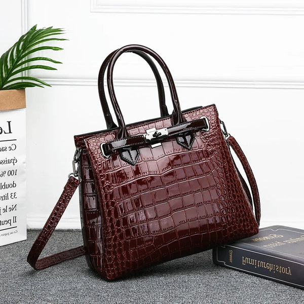 Sac à main en cuir crocodile, sac à main de luxe pour dames
