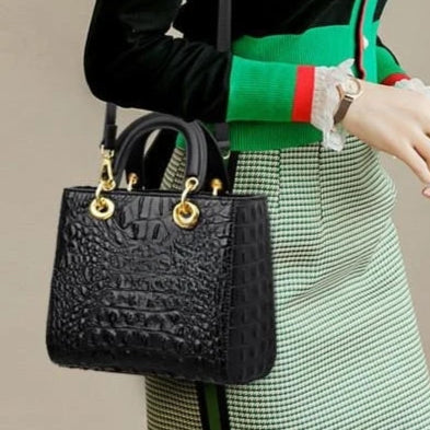 Sac à main de luxe, en cuir PU, type crocodile