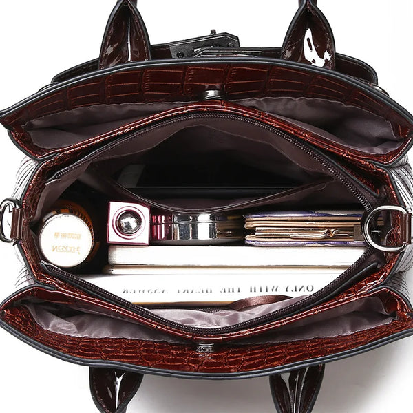 Sac à main en cuir crocodile, sac à main de luxe pour dames