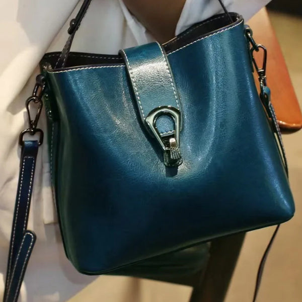 Sac à main en cuir de vachette, simple et décontracté, grande capacité, sac fourre-tout à bandoulière à la mode pour femme