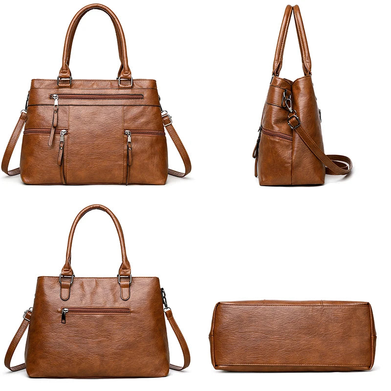 Sacs à oreilles en cuir PU, souple de grande capacité, sac à main rétro, décontracté