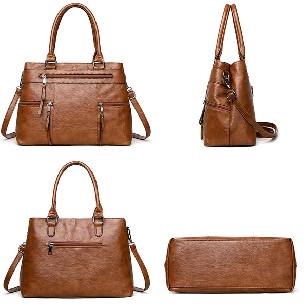 Sacs à oreilles en cuir PU, souple de grande capacité, sac à main rétro, décontracté