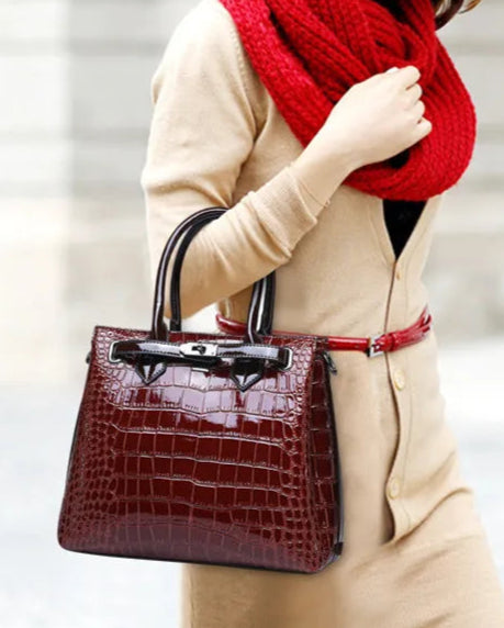 Sac à main en cuir crocodile, sac à main de luxe pour dames