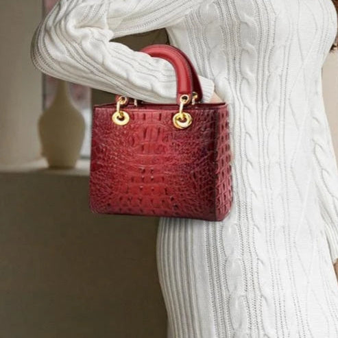 Sac à main de luxe, en cuir PU, type crocodile