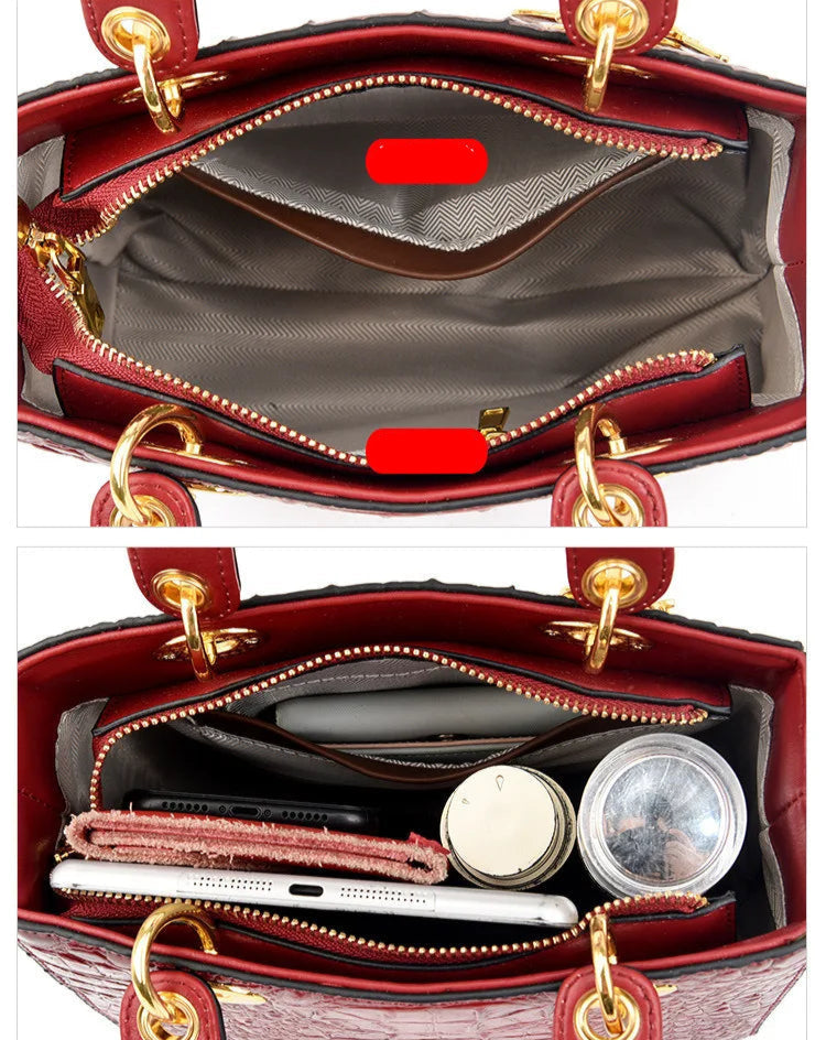 Sac à main de luxe, en cuir PU, type crocodile