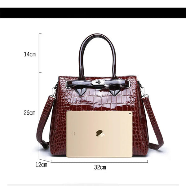 Sac à main en cuir crocodile, sac à main de luxe pour dames