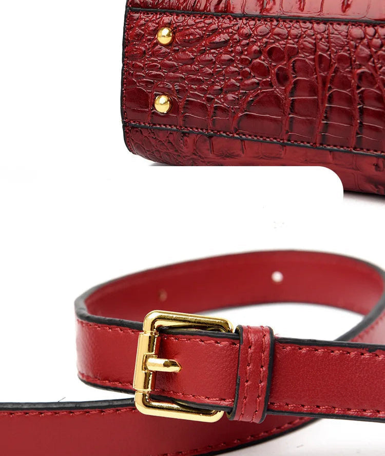 Sac à main de luxe, en cuir PU, type crocodile