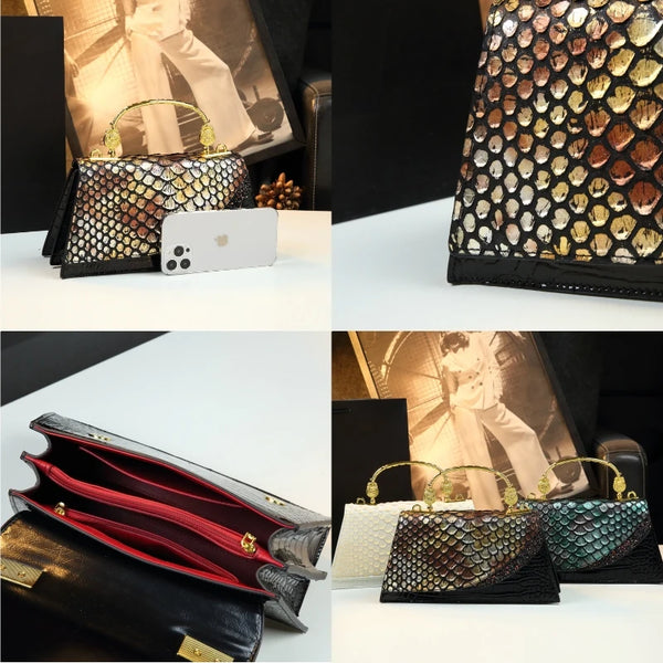 Sac à main à motif crocodile en cuir véritable, sac à bandoulière, sac à coque