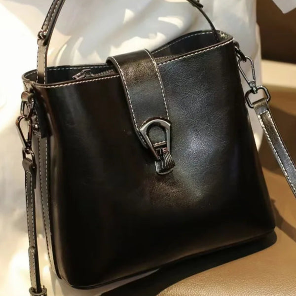 Sac à main en cuir de vachette, simple et décontracté, grande capacité, sac fourre-tout à bandoulière à la mode pour femme